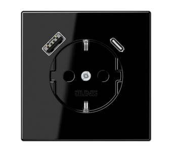 Kištukinis lizdas be rėmelio su USB LS1520-15CASW juodas